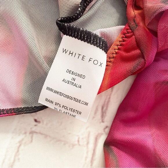 Sheer Mesh Floral 2 Piece Set | Red & Pink Y2K Clubwear Crop Top + Mini Skirt XS - Picture 15 of 16